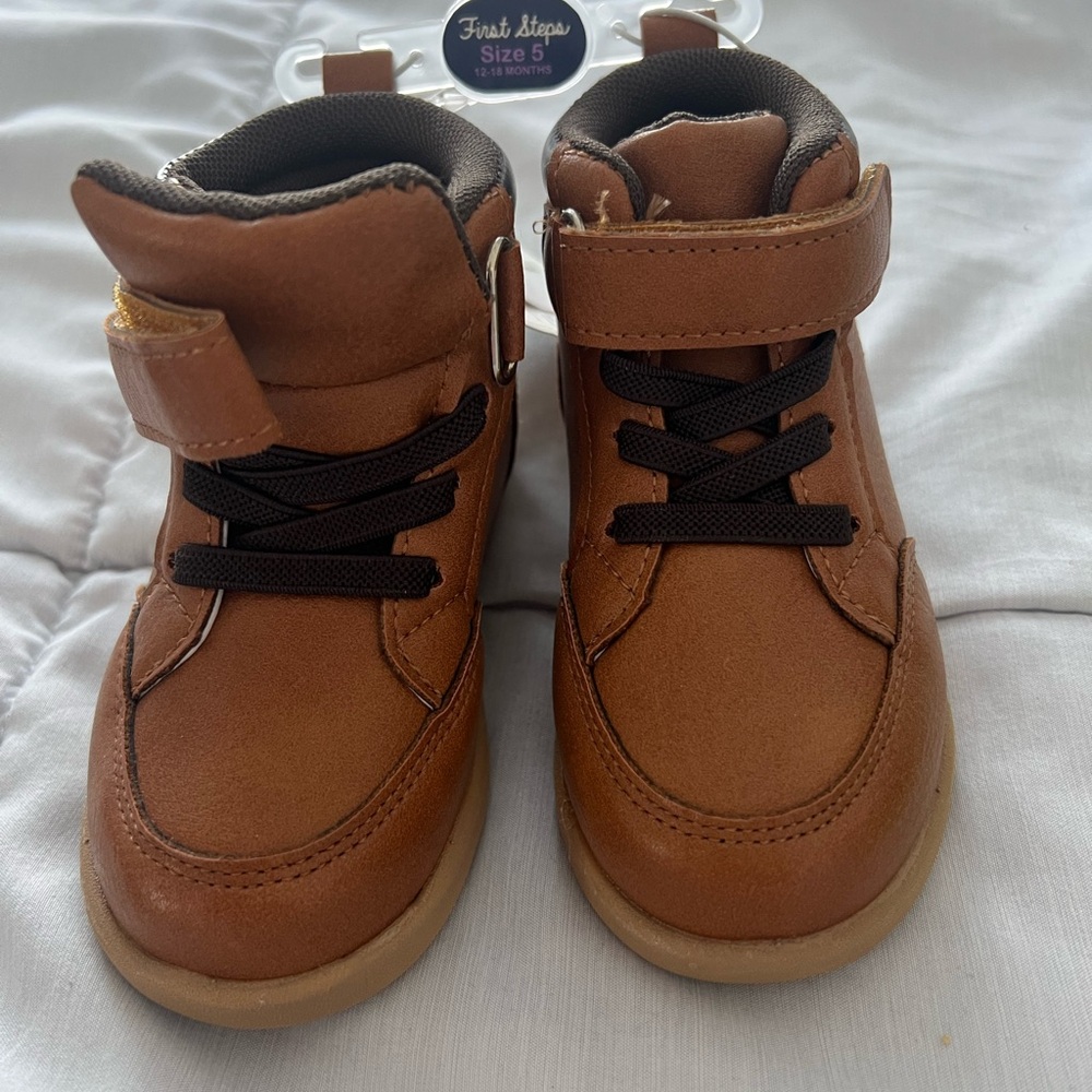 First Steps Brown Baby Walker Shoes with Velcro